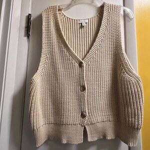 Topshop Cream Chunky Knit Button Front Vest SZ S